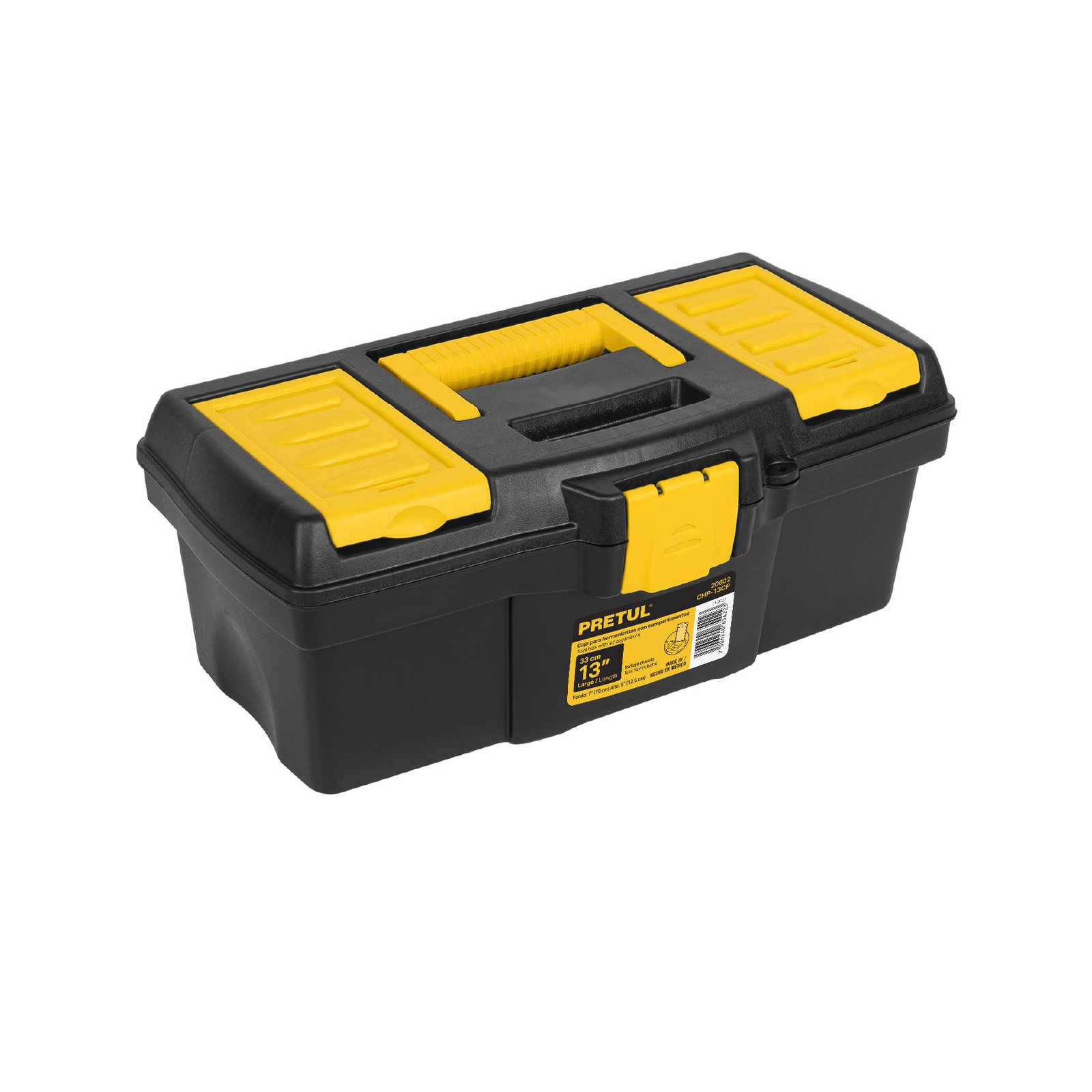 Caja para herramienta de 13" con compartimentos, PRETUL