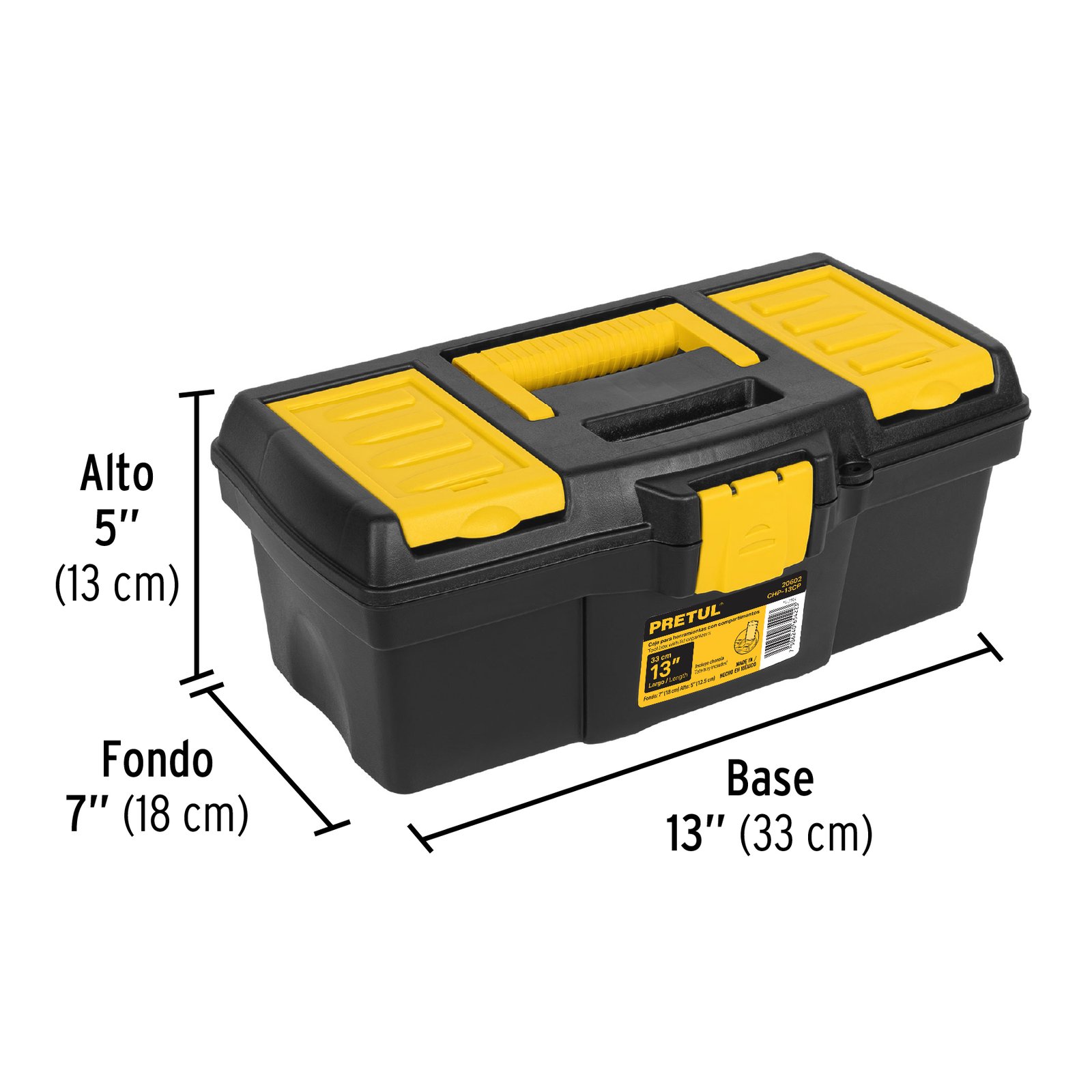 Caja para herramienta de 13" con compartimentos, PRETUL - Image 3