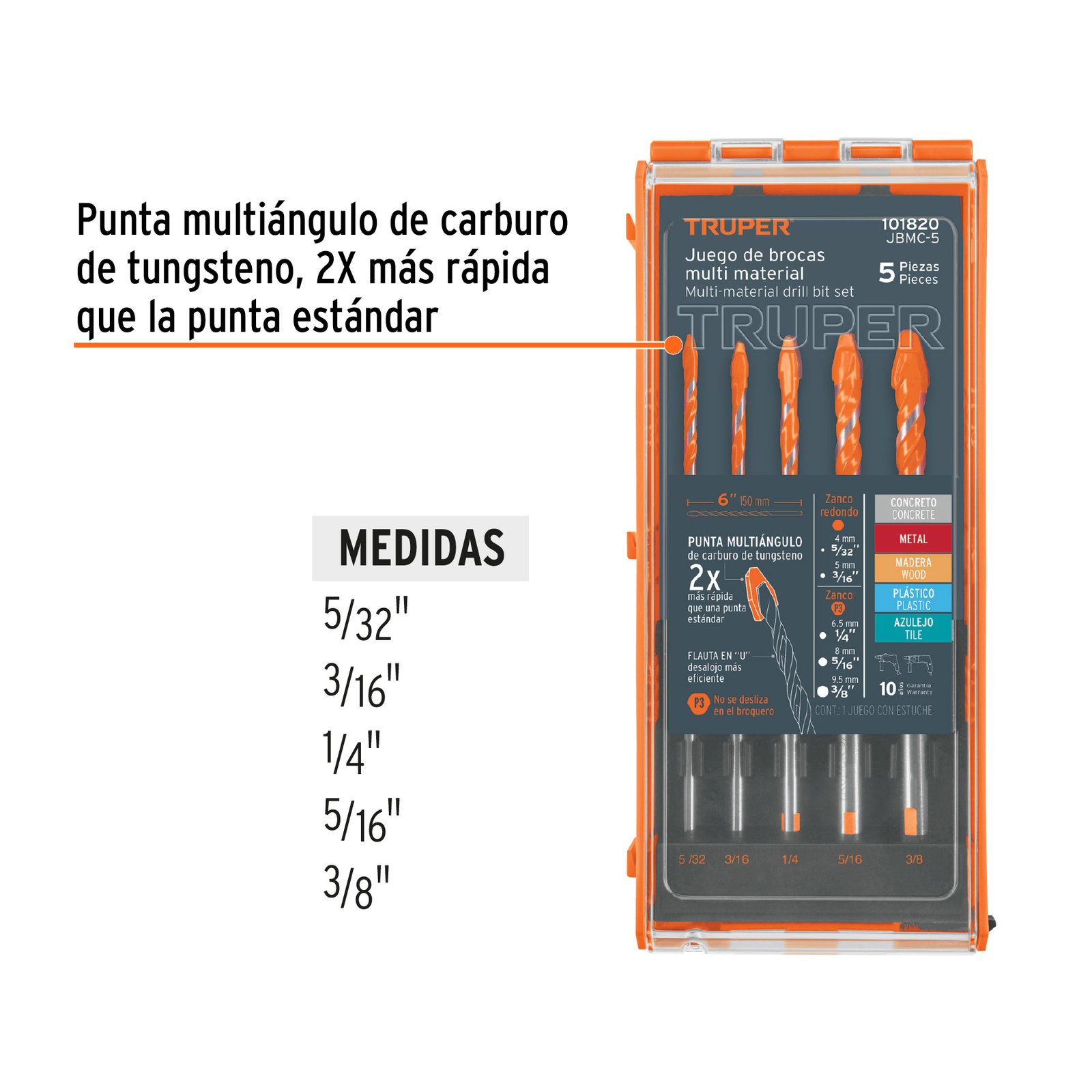 Juego de 5 brocas multimaterial, TRUPER - Image 2